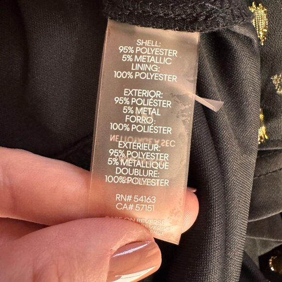 Calvin Klein Dress Womens 4 Black Gold Polka Dot Sheer‎ Bell Sleeve Neck Bow - Picture 4 of 8